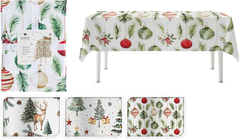Kerst Tafelkleed 145x220cm 3 assorti