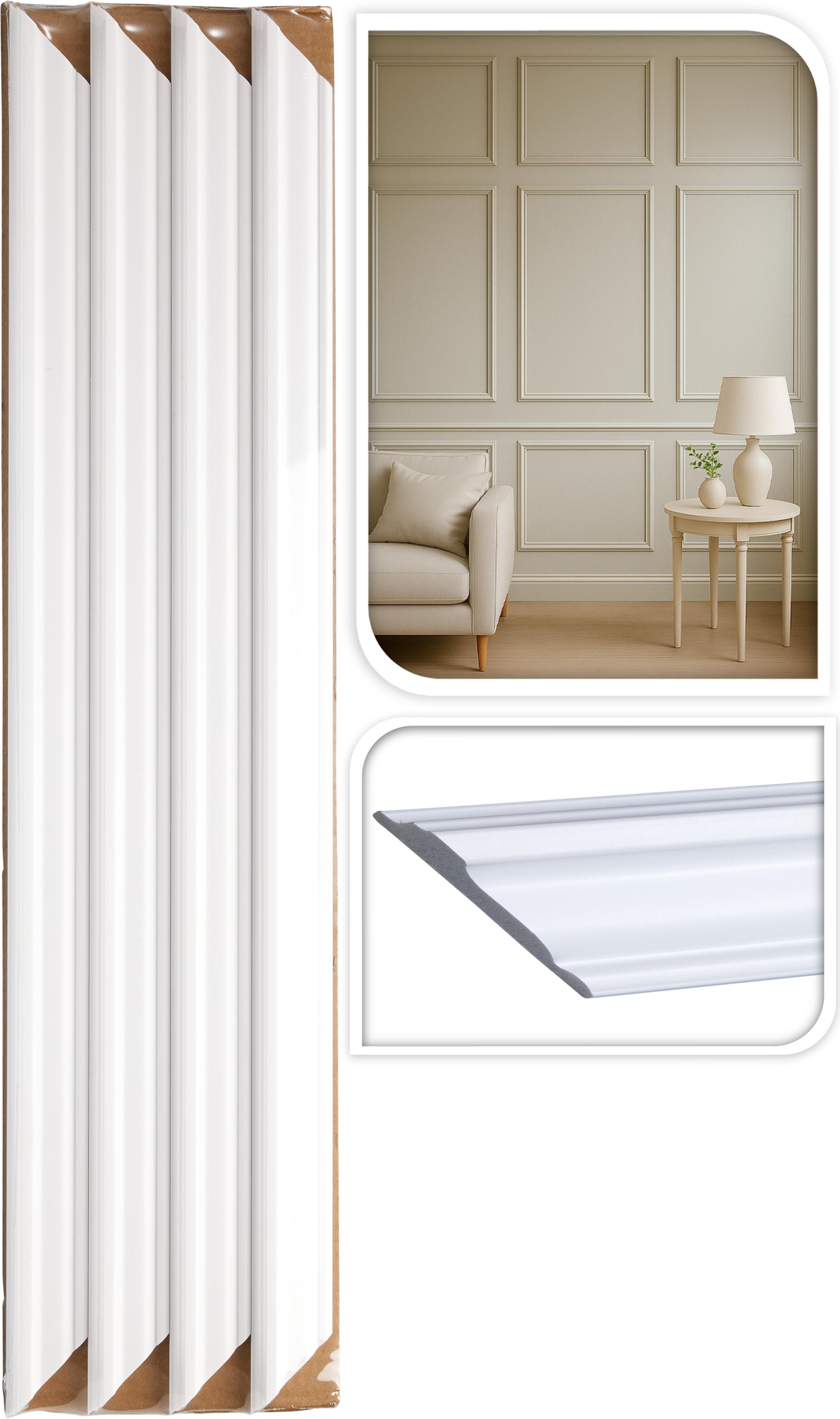 Decoratieve wand sierlijst set 4-delig 60cm