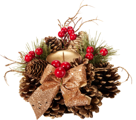 Kerstskrans 15cm met kaarsenhouder - Goud