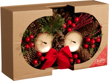 Kerstskrans 26cm met 2 kaarsenhouders - Rood