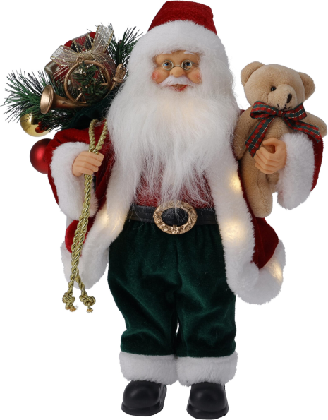 Kerstman staand met LED 30cm 2 assorti