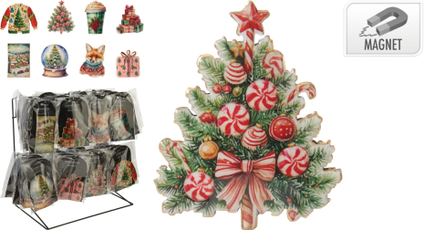 Kerst magneet 10cm 8 assorti