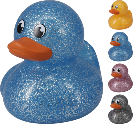 Badeend XL met glitter 13cm 4 assorti