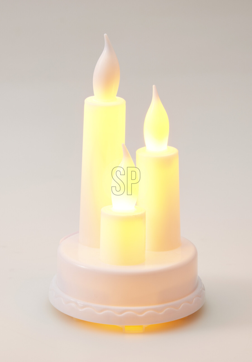 LED Kaarsen 14cm op rond plateau