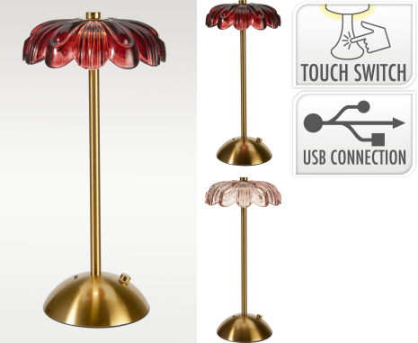 Tafellamp LED 13x30cm USB oplaadbaar 2 assort