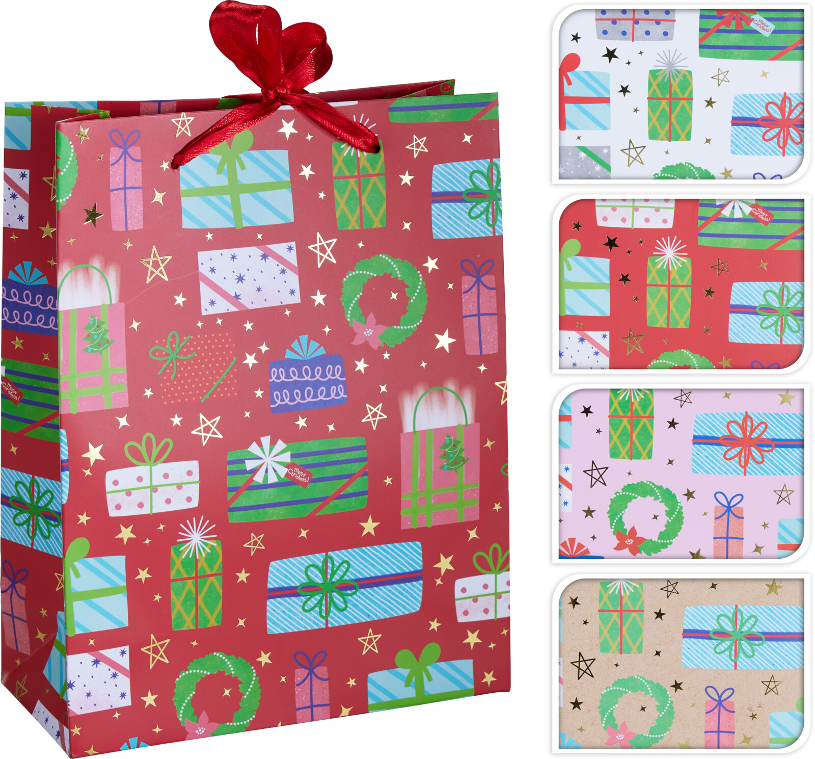 Geschenktas Kado 18x23cm 4 assorti