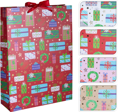 Geschenktas Kado 25x35cm 4 assorti