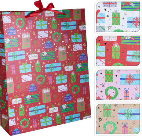 Geschenktas Kado 33x41cm 4 assorti