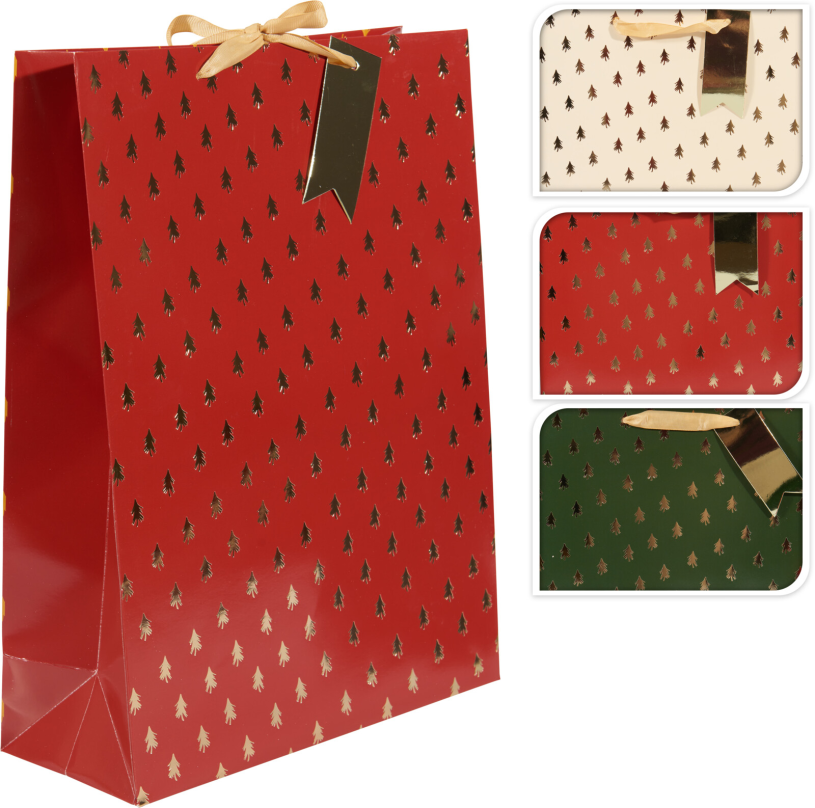 Geschenktas Kerst large 30x40cm -Trees