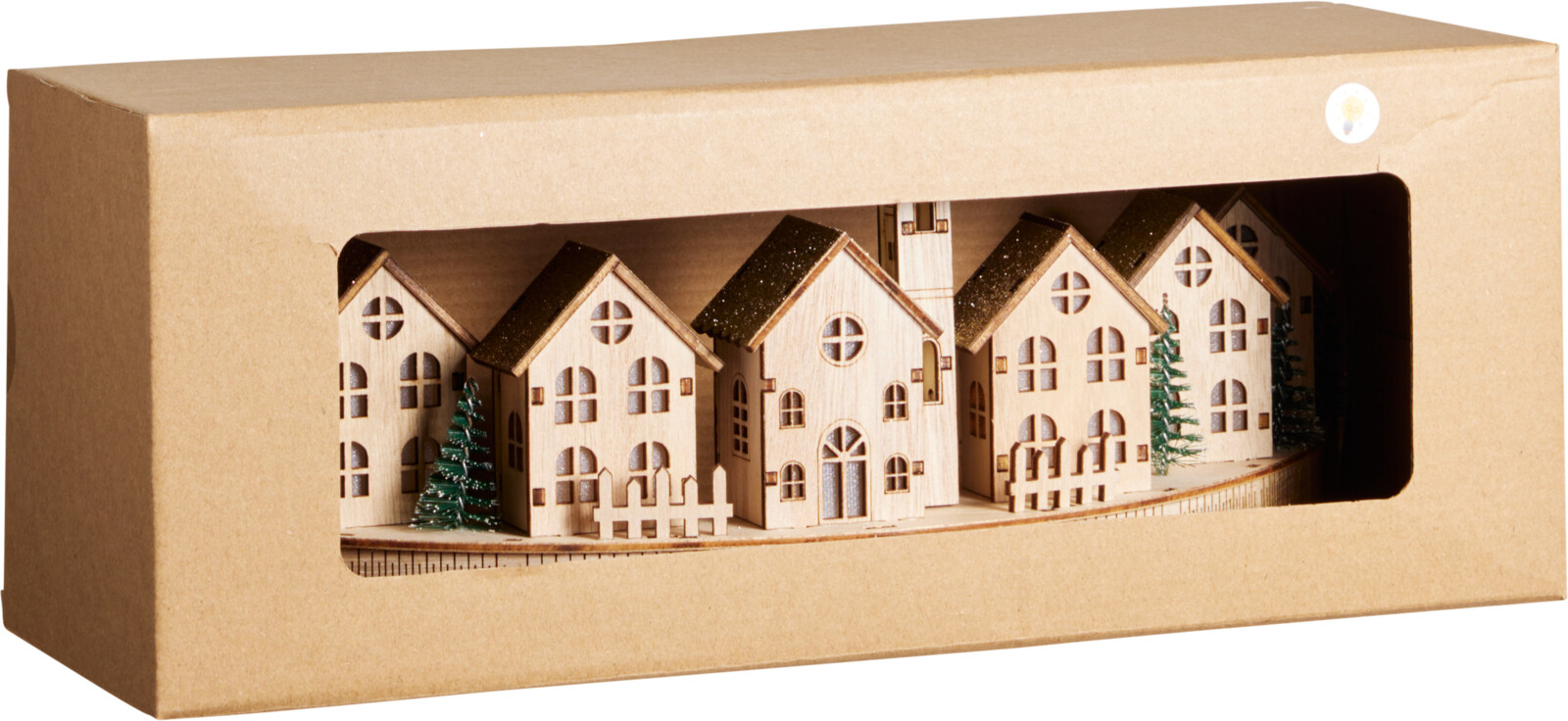 Huis Tafereel met LED 36cm - Naturel