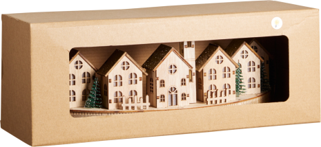 Huis Tafereel met LED 36cm - Naturel