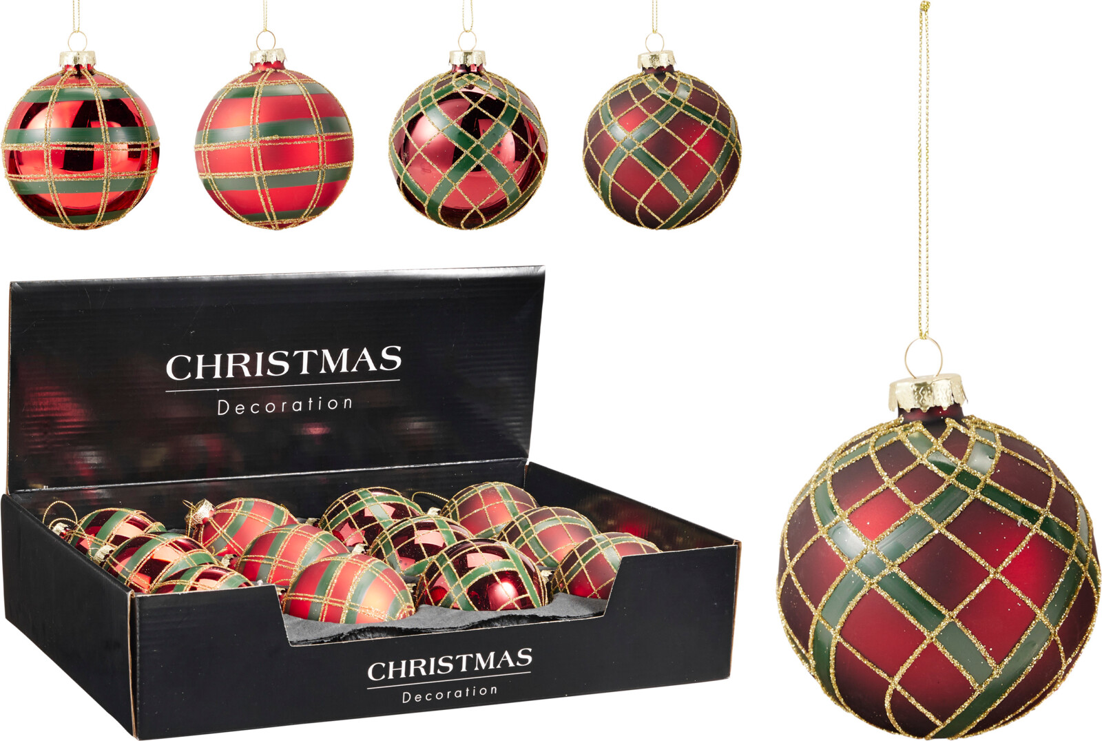 Kerstbal 80mm 4 assorti design