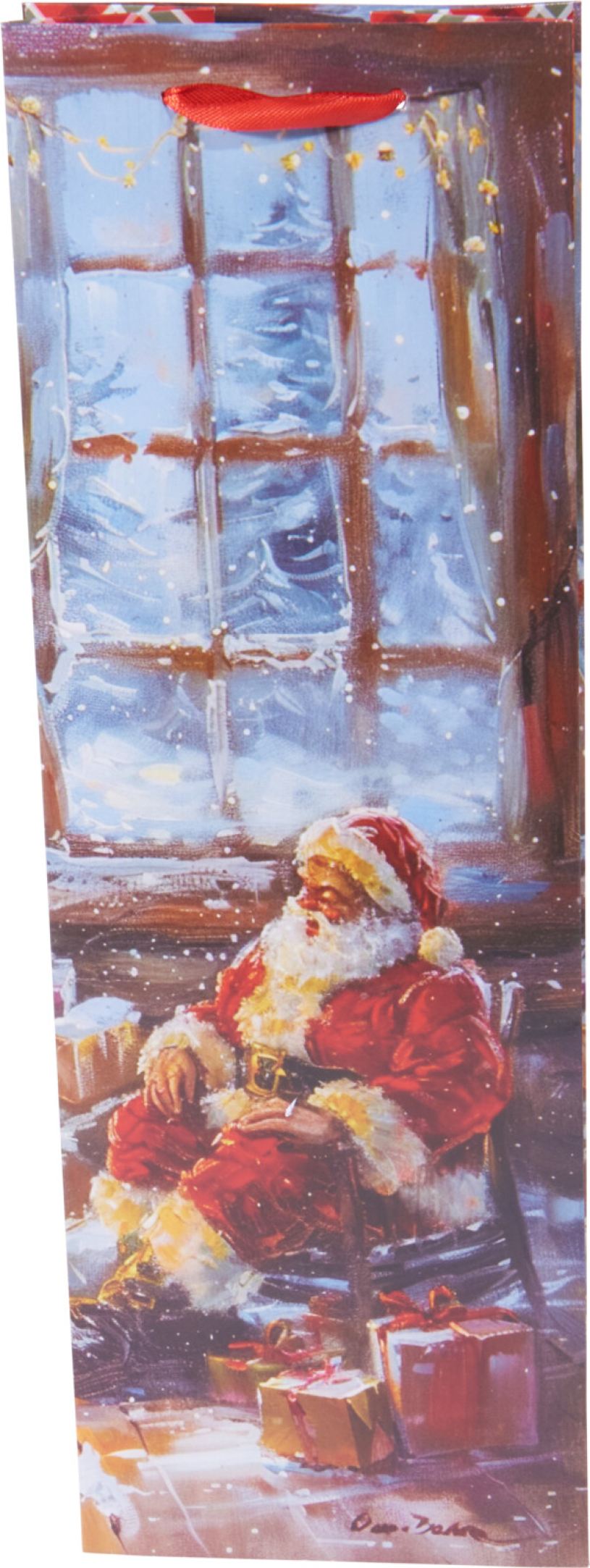 Geschenktas Kerst Wijnfles 12x36cm - Holiday