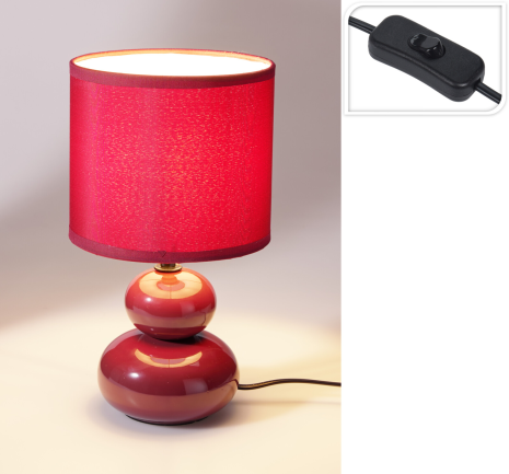 Tafellamp keramieke voet - Rood 16,5x16,5x29,5cm