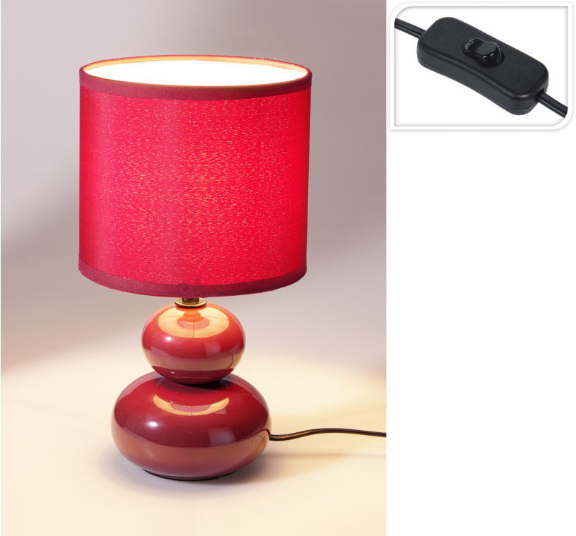 Tafellamp keramieke voet - Rood 16,5x16,5x29,5cm