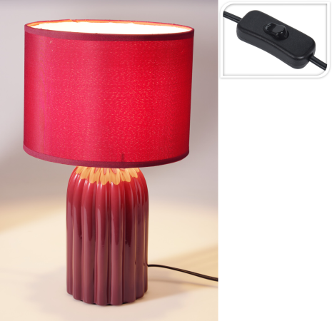 Tafellamp keramieke voet - Rood 23x23x38cm