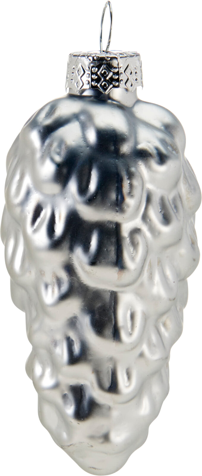 Kerstbal Glas Dennenappel 9cm 9 stuks - Zilver