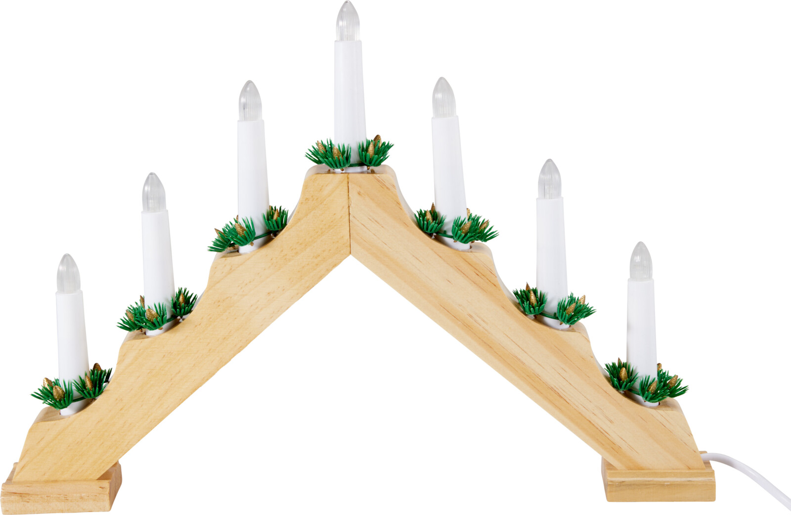 Kaarsenbrug Hout 7 lampen 38,5x4,7x29cm