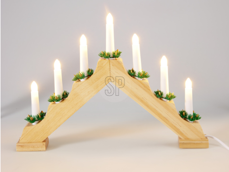 Kaarsenbrug Hout 7 lampen 38,5x4,7x29cm