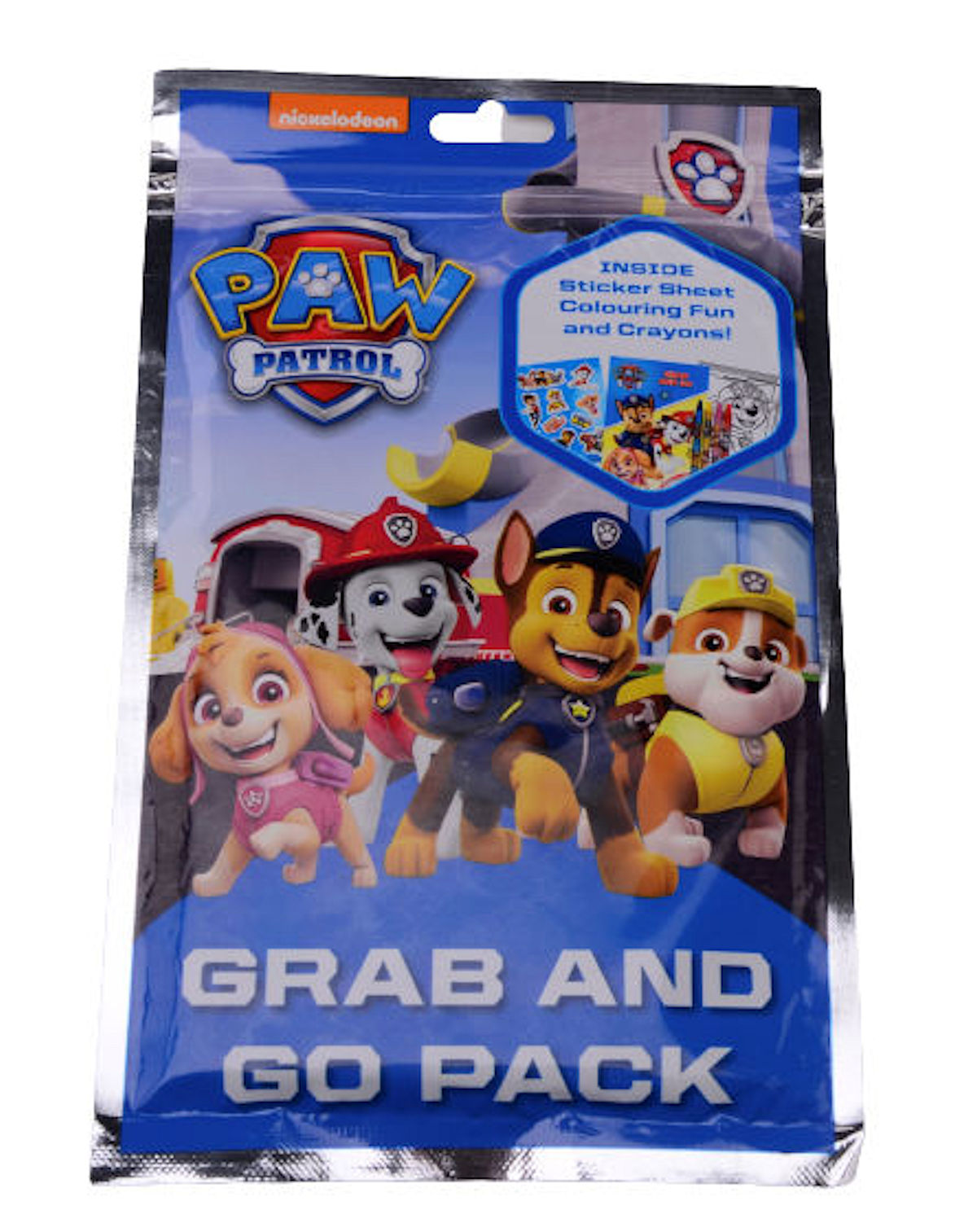 Paw Patrol Grab and Go Kleur- en Stickerset met Waskrijtjes