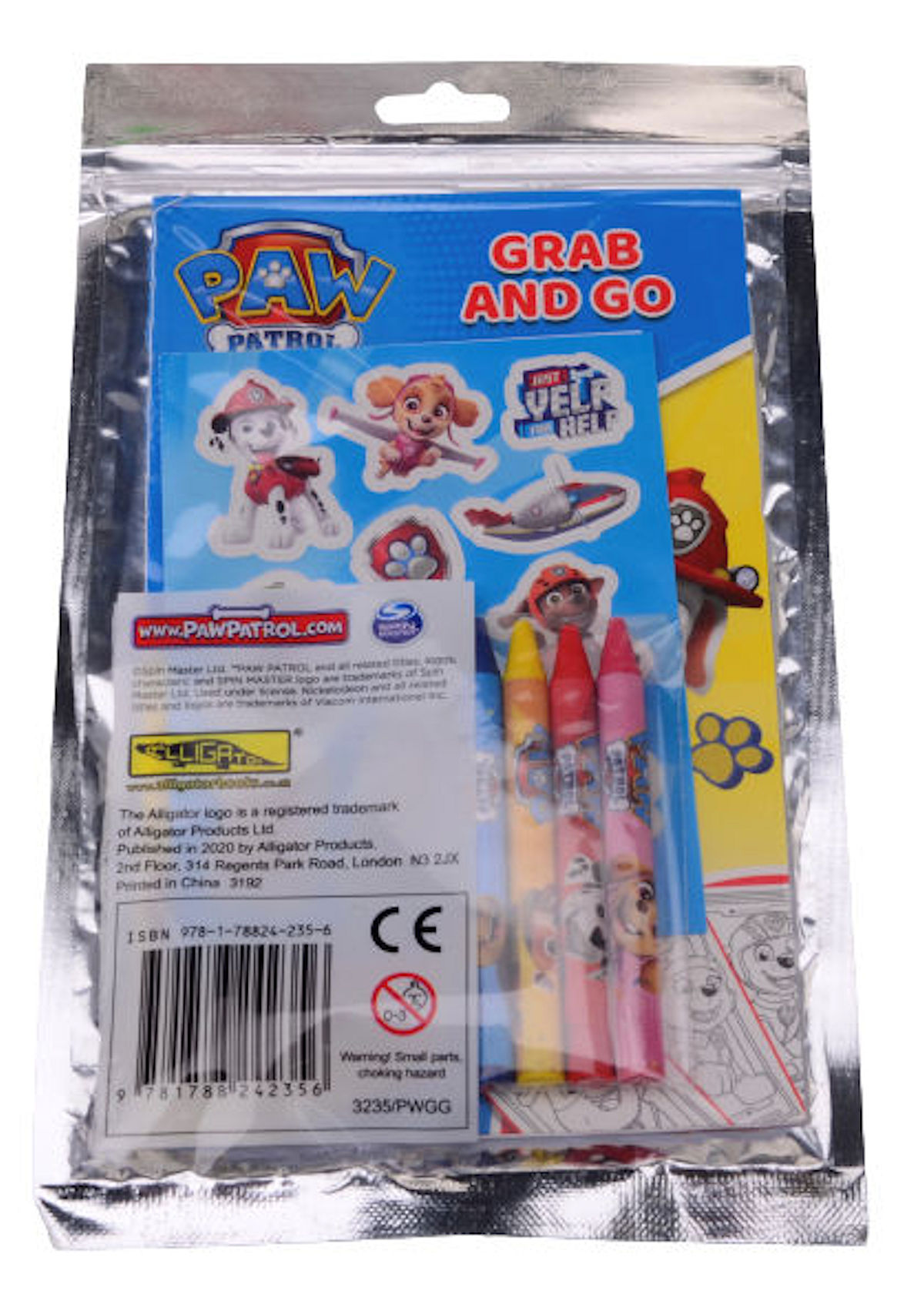 Paw Patrol Grab and Go Kleur- en Stickerset met Waskrijtjes
